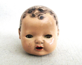 Vintage Composite Doll Head, Hazel Sleepy Eye Male, Mid-Century Toys
