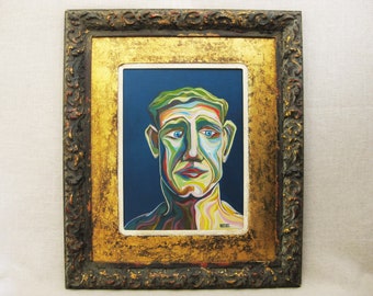 Modern Framed Male Portrait Painting Original Fine Art Framed Antique Gold Frame Wall Art Décor