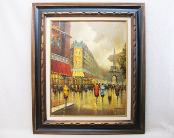 Paris Street Scene, Landscape Painting, European Mid-Century Framed Original Fine Art