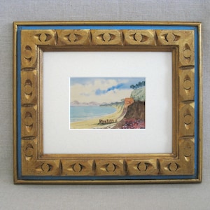 Beach Landscape Painting, Original Watercolor, Framed European Shoreline Wall Art