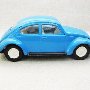 VTG 1960s Groovy Love Bug VW Volkswagen Beetle Metal Tin Toy Car Aoshin  Japan