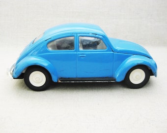Vintage Tonka Volkswagen Beetle Blue Bug Metal Toy Car Man Cave Shelf Home Décor