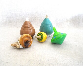 Wooden Top Toy Collection, Duncan Tournament, Colorful Vintage Man Cave and Nursery Décor