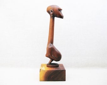 Tribal African Fertility Carving Sculpture, Vintage Folk Art Primitive Wood, Hand Carved Home Décor Gift