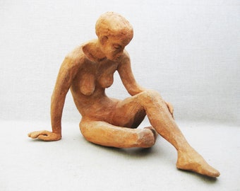 Mid-Century Female Portrait Sculpture, Fine Art Studio Ceramics, Vintage Pottery Figural Nude Chicago Hilda Bourgeois Daly