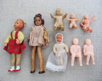 Vintage Miniature Dollhouse Dolls by Caco and Lundby Little People Toy Figures Female Girls