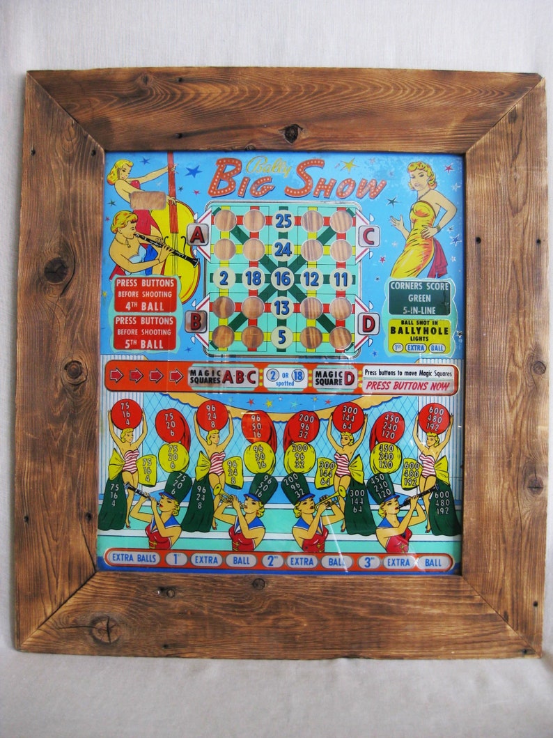 Vintage MidCentury Pinball Machine Backglass Bally Game Etsy