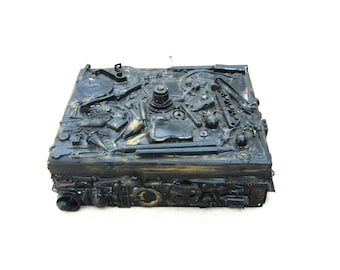 Folk Art Memory Box, Vintage Tramp Cigar Box Sculptural Storage and Organization