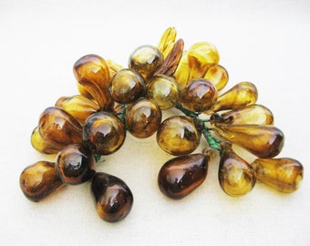 Glass Grapes Decorative Art Fruit, Kitchen and Dining Room Vintage Bowl Filler Home Décor