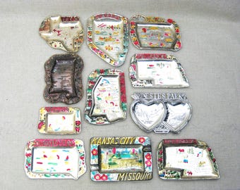 Vintage State Souvenir Ashtrays, Collectible Roadside Travel Vacation Gift