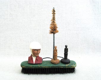 Folk Art Sculpture Assemblage, Horse Theme Equestrian Original Fine Art Jockey Found Object Hostess Gift