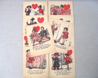Antique Valentines Day Cards, Collection of 10 Assorted Period Holiday Greetings of Love