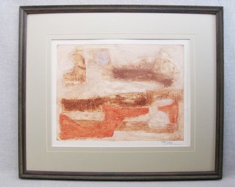 RESERVED - Vintage Abstract Etching Signed Johnny Friedlaender Framed Original Fine Art Prints, Modern Contemporary