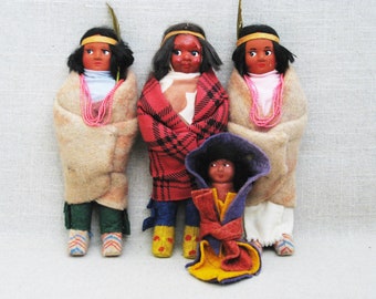 Vintage Skookum Dolls, Roadside Travel Souvenir Toys from 1930s - 1940's Rustic Cabin and Ranch Home Décor