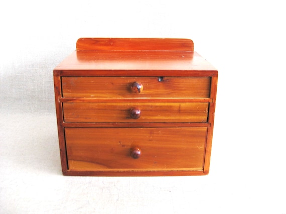 Miniature Dresser Doll Furniture, Vintage Jewelry Box Storage Chest, Office Organization Rustic Cabin Décor