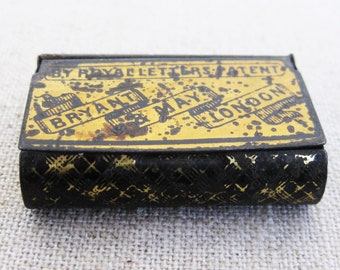 Vintage Match Safe Vesta Bryant and May Antique Victorian Metal Matchbox