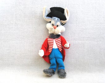 Mid-Century Rabbit Doll, Bunny Cloth Toy, Vintage Animal Plushie Soft Collectibles Japan
