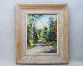 Woodland Landscape Painting, Framed Original Vintage Fine Art Mid-Century Art