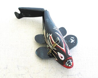 Folk Art Ice Fishing Lure, Vintage Decoy Rustic Cabin and Lake House Décor