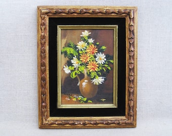 Vintage Flower Painting, Floral Still Life, Framed Original Fine Art