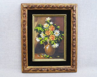 Vintage Flower Painting, Floral Still Life, Framed Original Fine Art