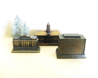 Metal Coin Bank, Miniature Building Architecture Vintage, Mid-Century Collectible