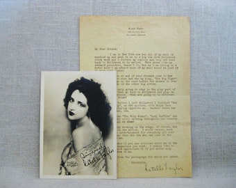 Vintage Publicity Photo and Letter, Estelle Taylor Actress Dancer Collectible Movie Memorabilia
