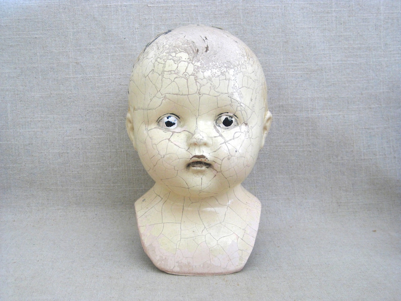 Cabeza de muñeca femenina vintage compuesta, piezas y accesorios. Regalo para ella. imagen 8