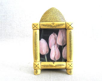Modern Table Top Photo Frame, Carved Resin Peter Diedenbrock Vintage Troy Home Décor