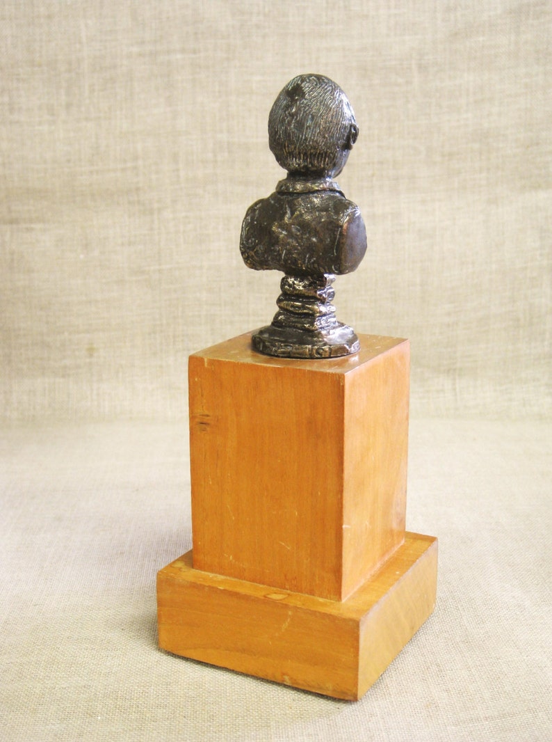 Vintage Male Portrait Bust Sculpture by Leo Blackman Bronze Statue Mid-Century Original Fine Art image 2