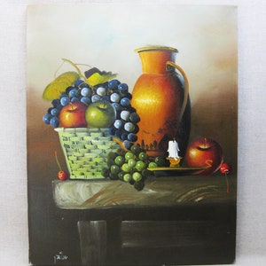 European Still Life Fruit Painting, Original Wall Art Kitchen Home Décor Housewarming Present