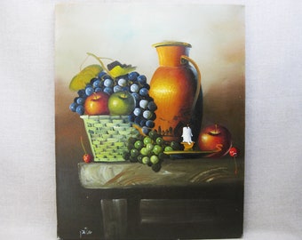 European Still Life Fruit Painting, Original Wall Art Kitchen Home Décor Housewarming Present