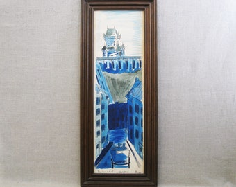 Mid-Century Quebec Landscape Painting, Rue Sous Le Fort Canada Original Framed Wall Art Home Décor Wedding Gift