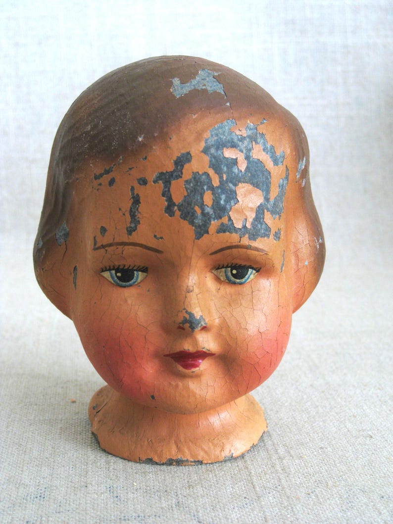 Cabeza de muñeca femenina vintage compuesta, piezas y accesorios. Regalo para ella. imagen 10