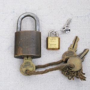 Vintage American Lock w/ 3 Keys, Junkunc Bros Chicago Masculine Man Cave Gift