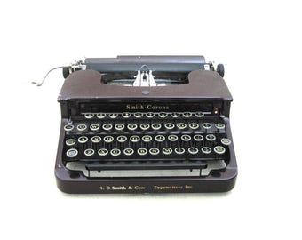 Vintage Smith Corona Flat Top Typewriter, 1930s Working Office Decor