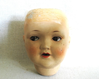 Vintage Composite Doll Head w Side Glancing Sleepy Eyes, Female, Parts and Supplies