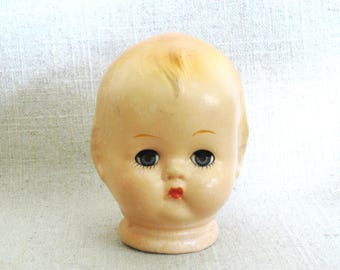 Vintage Composite Doll Head, Blue Sleepy Eye Male, Mid-Century Toys