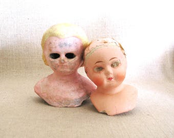 Vintage Creepy Doll Heads, Repair and Assemblage Parts and Supplies