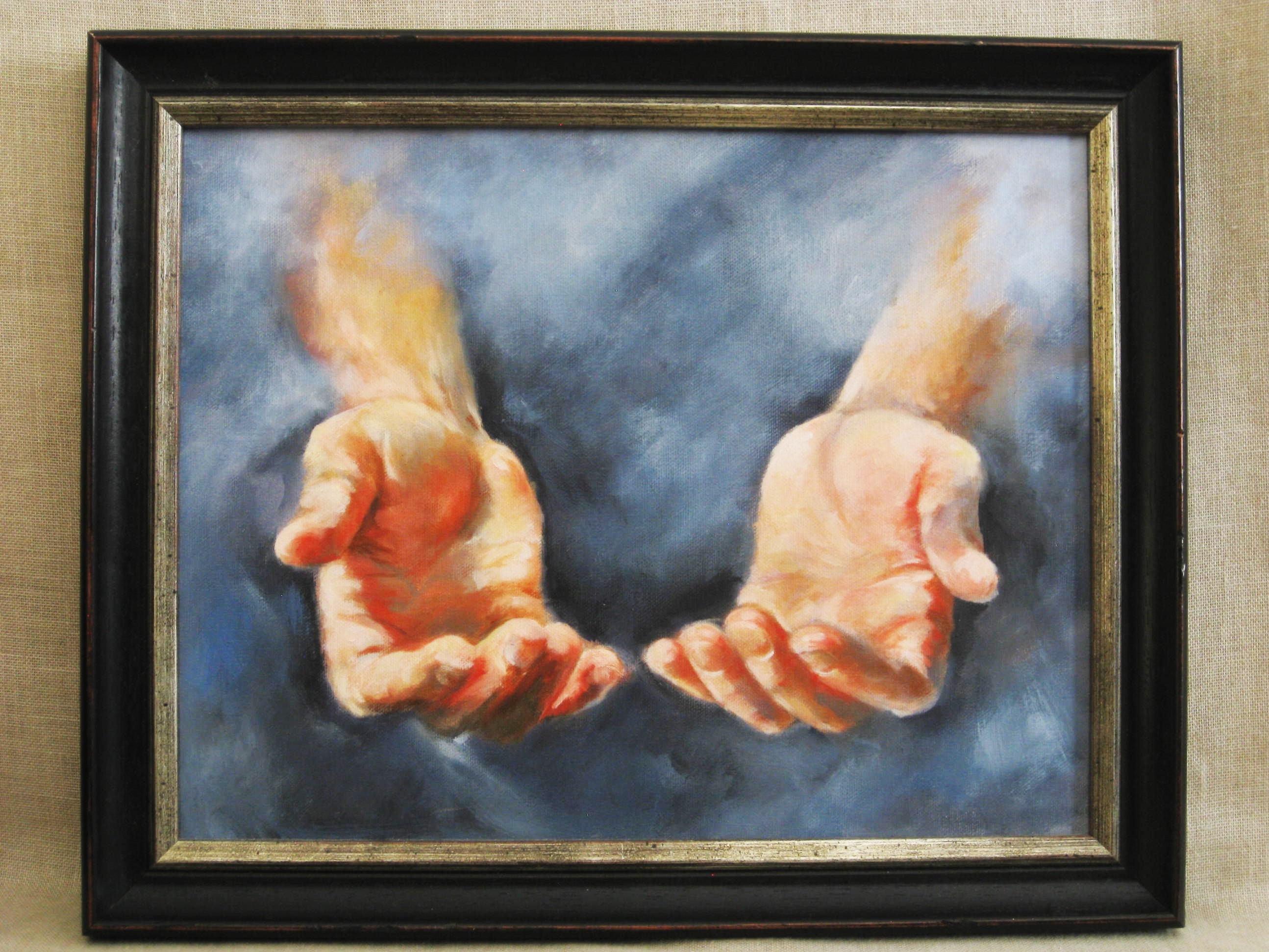 Vintage Helping Hands Painting Enmarcado Original Fine Art Etsy