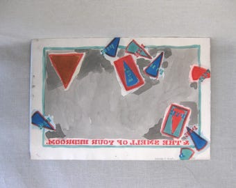Vintage Abstract Original Fine Art Print, Unframed Etching, Pop Art Contemporary Works on Paper