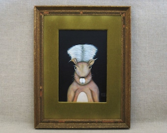 Original Squirrel Portrait Painting Framed Wildlife Fine Art Rustic Cabin Animal Décor Wil Shepherd Studio