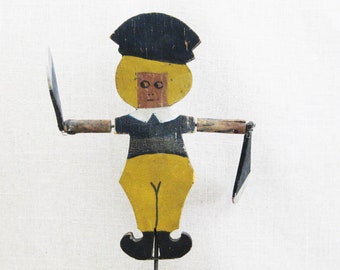 Folk Art Whirligig Male Figure, Wooden Wind Sculpture, Rustic Primitive Décor, Cabin Lakehouse