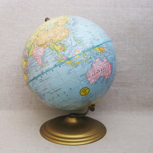 Vintage World Globe 9 inch, George F Cram Company Mid-Century Educational Toys