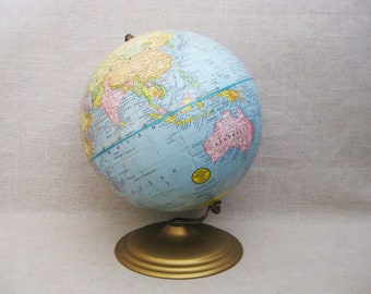 Vintage World Globe 9 inch George F Cram Company Mid-Century Educational Toys