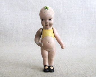 Vintage Bisque Antique Doll, Fumsup Lucky Charm Toy