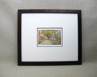Vintage European Landscape Watercolor Painting, Framed Original