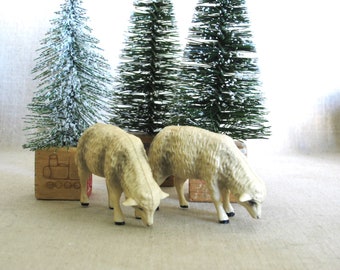Vintage Miniature Sheep for Nativity and Christmas Village Mid-Century Creche Animals Holiday Décor