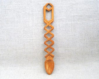 Hand Carved Loving Spoon, Wooden Folk Art Wedding Gift 5th Anniversary Rustic Cabin Farm
