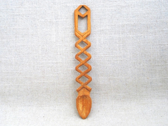 Hand Carved Loving Spoon, Wooden Folk Art Wedding Gift 5th Anniversary Rustic Cabin Farm